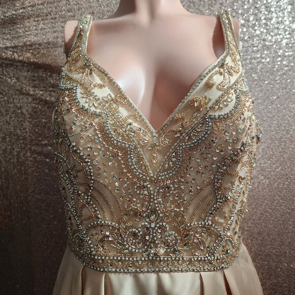 Coya Collection Dresses & Skirts - Champagne Rhinestone/Sequins Dress.Formal:Wedding, Prom, Homecoming,Quinceanera.